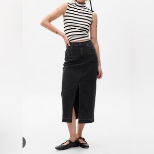 Gap Black Denim Midi Skirt
